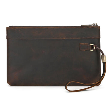 Xajzpa Genuine Leather Men's Clutch Wallet Male Zipper Business Daily Hand Bag Large Capacity Purse For Man Phone Pouth Belt Bag